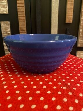 Vintage Bauer Pottery Blue Ringware Mixing Bowl #24 California 1930s 7"